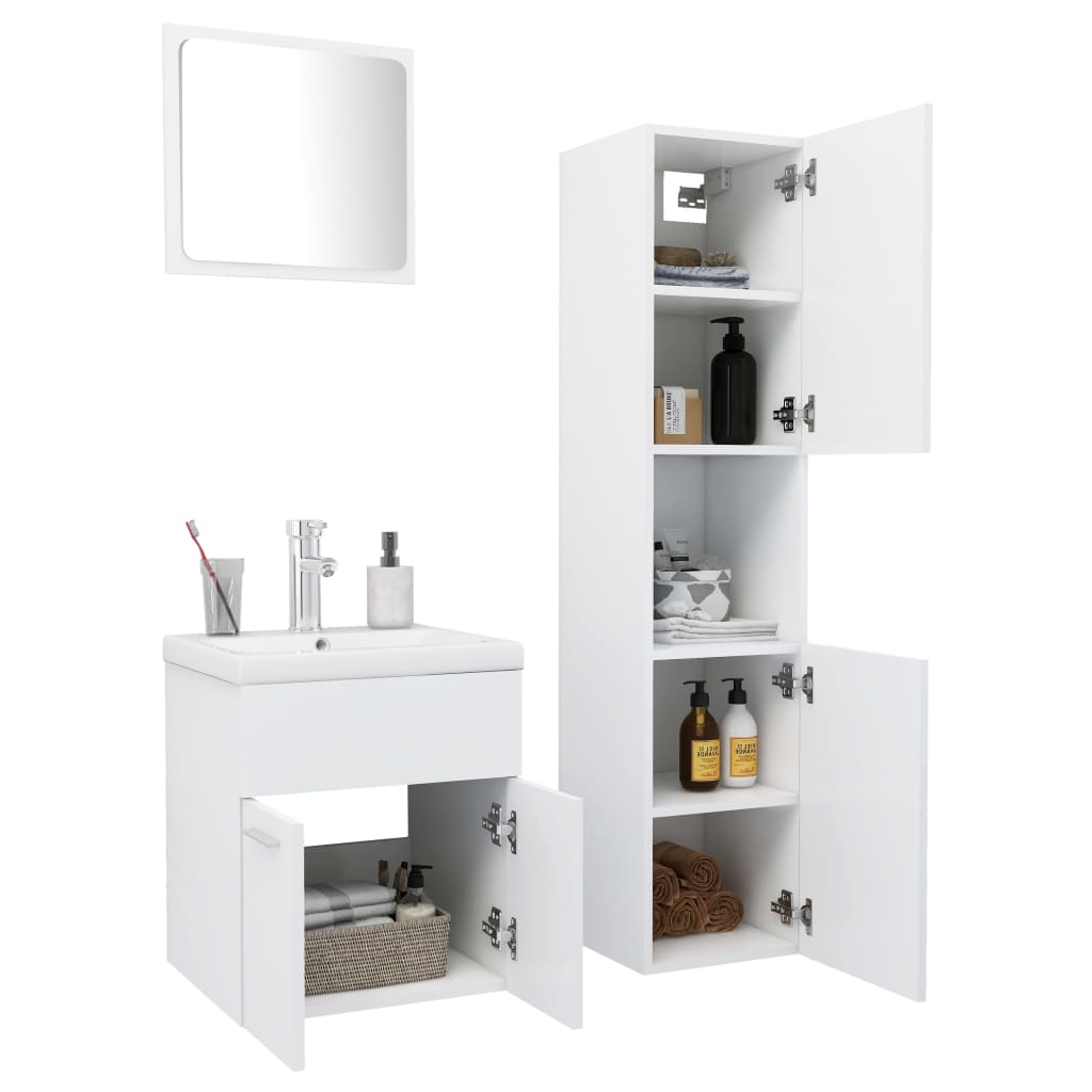 Set Mobili da Bagno Bianco in Truciolato 3070946