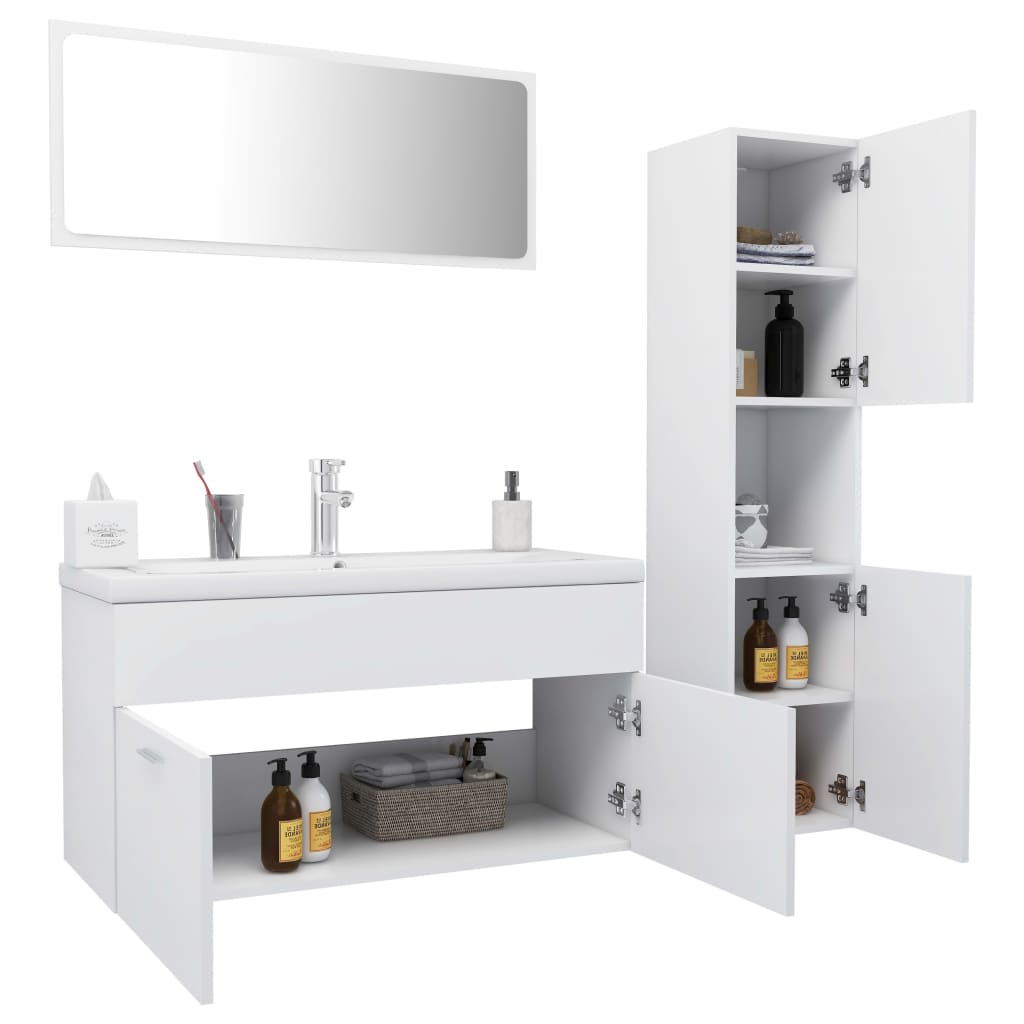 Set Mobili da Bagno Bianco in Truciolato 3070973