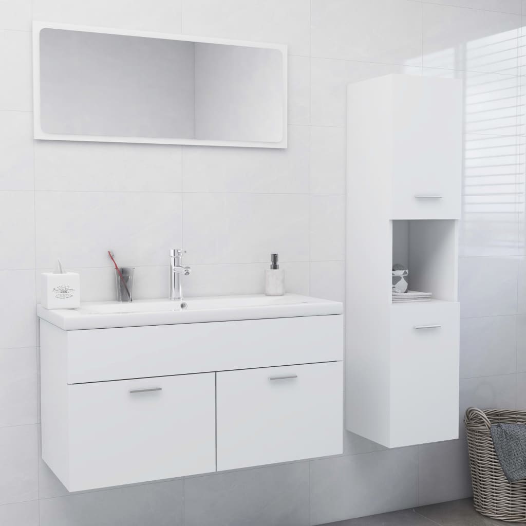 Set Mobili da Bagno Bianco in Truciolato 3070973