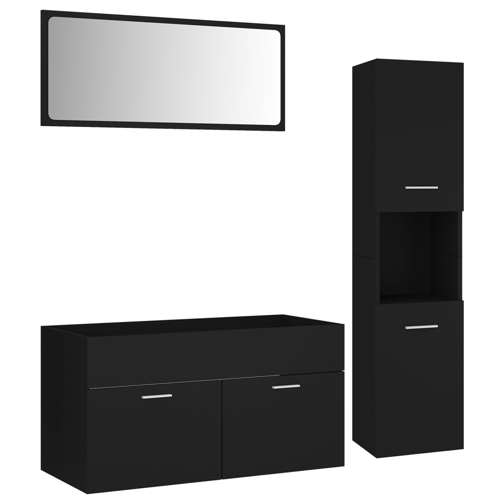 Set Mobili da Bagno Nero in Truciolatocod mxl 120645