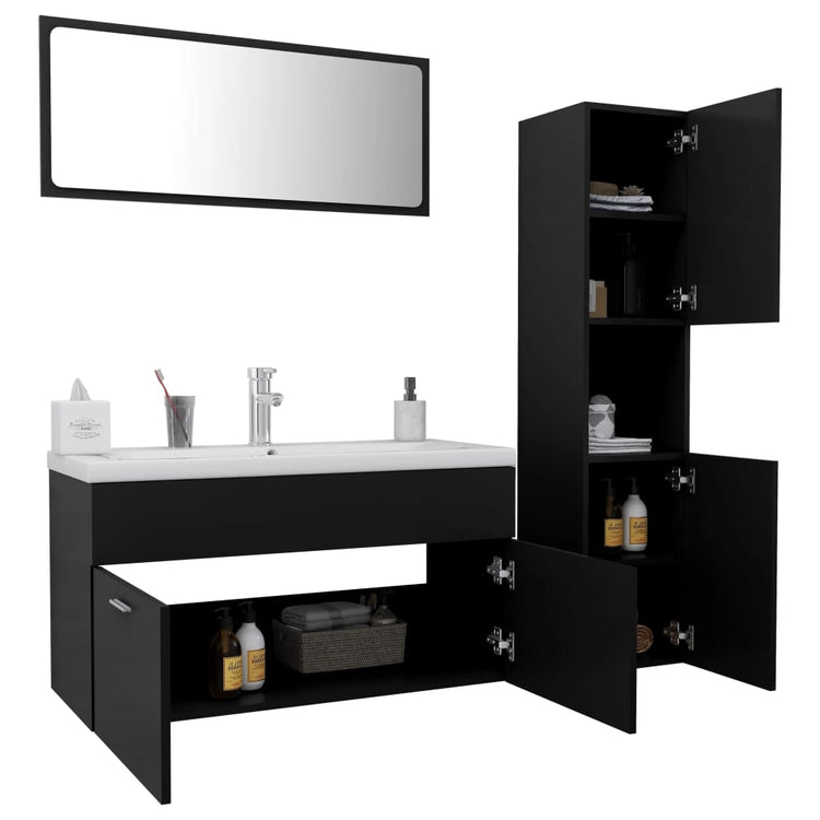 Set Mobili da Bagno Nero in Truciolatocod mxl 120645