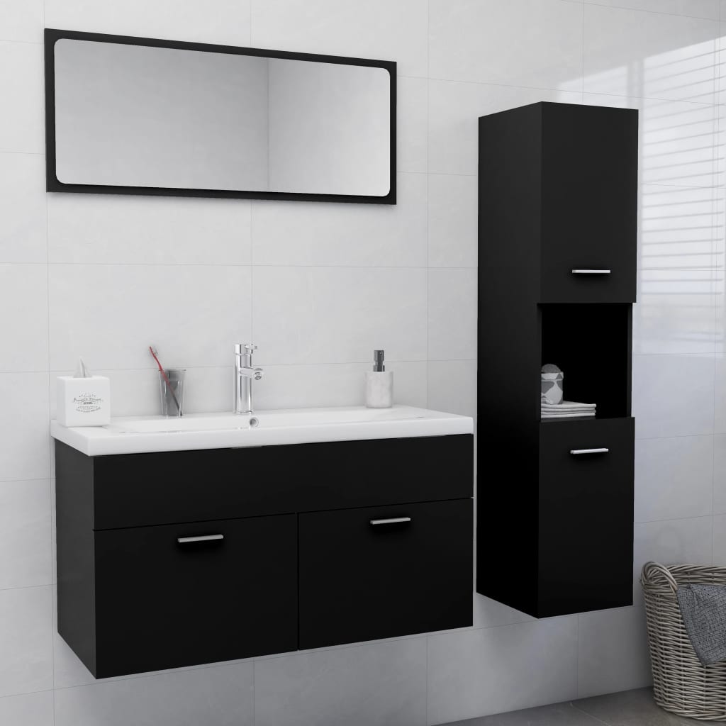 Set Mobili da Bagno Nero in Truciolatocod mxl 120645