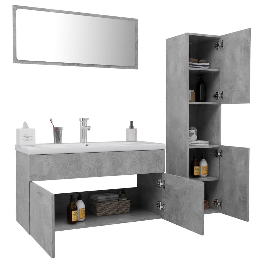 Set Mobili da Bagno Grigio Cemento in Truciolato 3070977