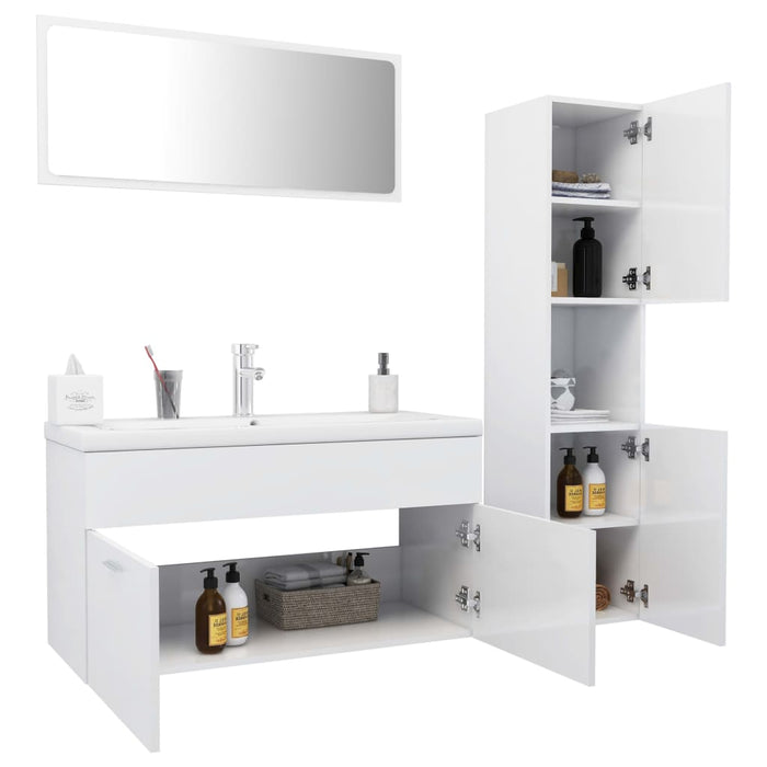 Set Mobili da Bagno Bianco Lucido in Truciolato cod mxl 9064