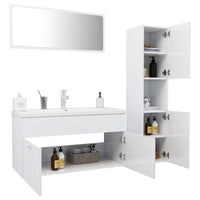 Set Mobili da Bagno Bianco Lucido in Truciolato 3070979