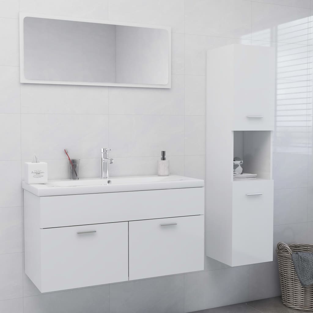 Set Mobili da Bagno Bianco Lucido in Truciolato cod mxl 9064