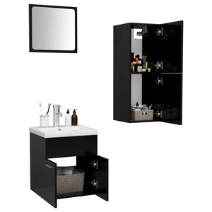 Set Mobili da Bagno Nero in Truciolato 3070992