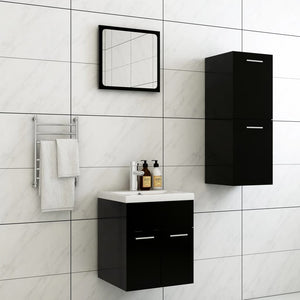 Set Mobili da Bagno Nero in Truciolato 3070992