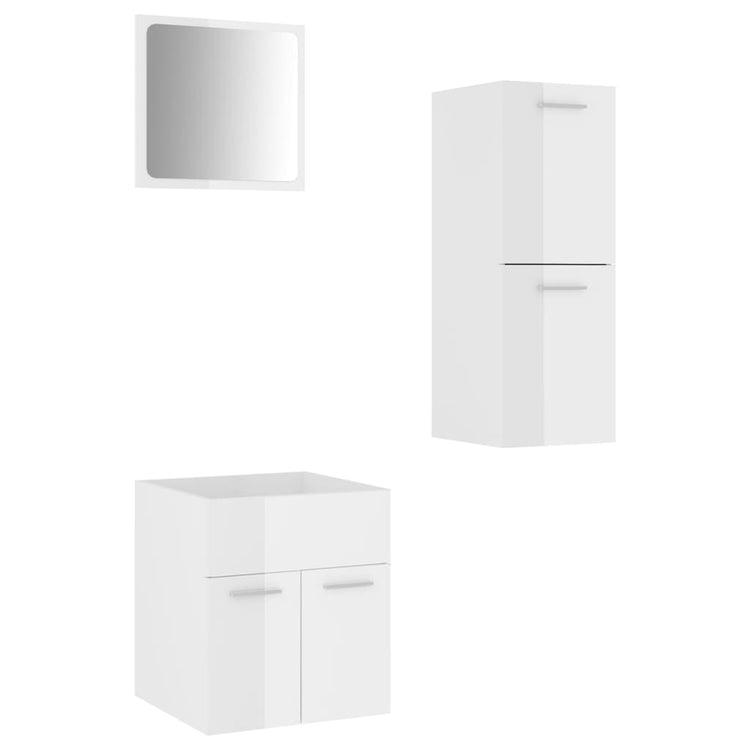 Set Mobili da Bagno Bianco Lucido in Truciolato 3070997