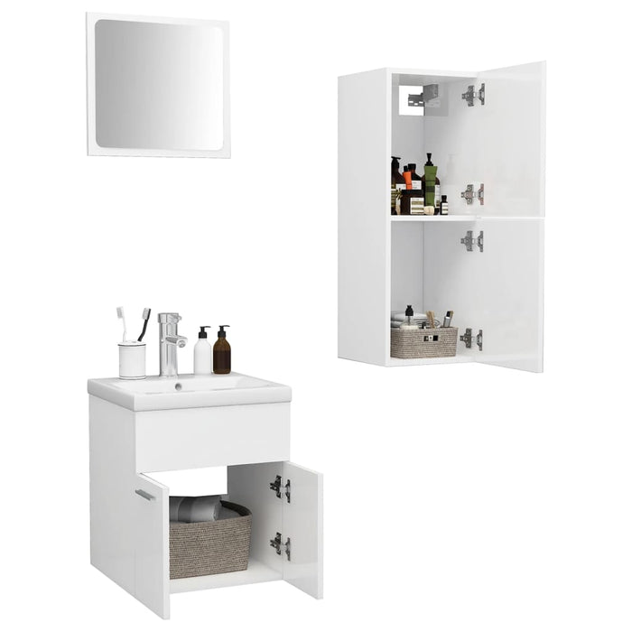 Set Mobili da Bagno Bianco Lucido in Truciolato cod mxl 61332