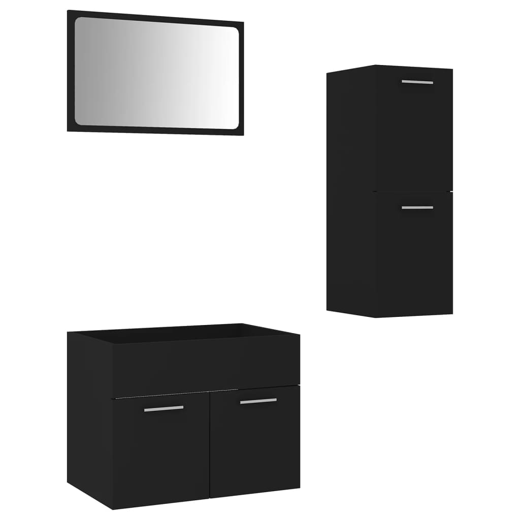 Set Mobili da Bagno Nero in Truciolato cod mxl 65164