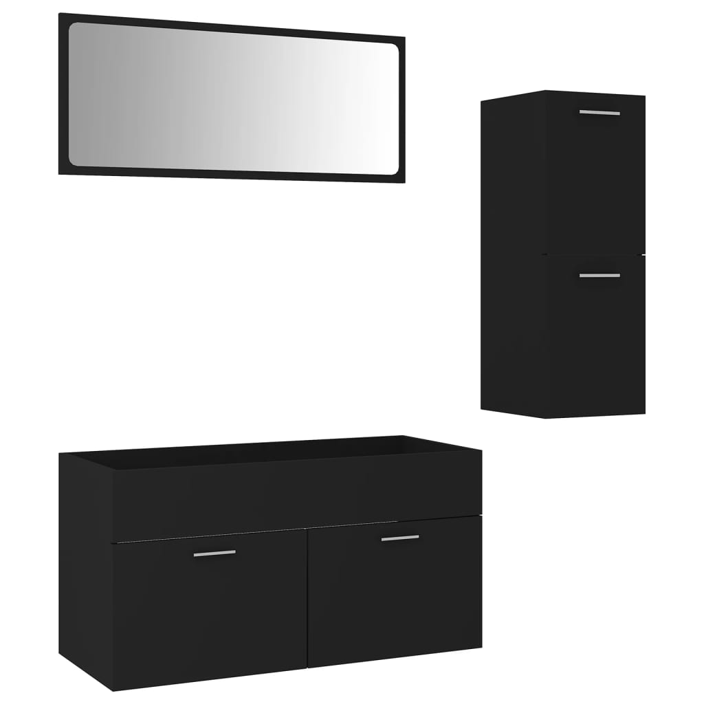 Set Mobili da Bagno Nero in Truciolato cod mxl 31366