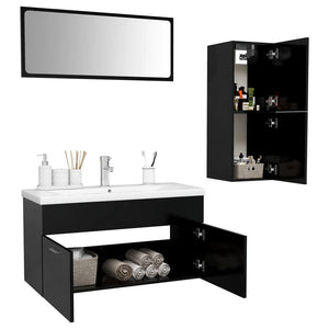 Set Mobili da Bagno Nero in Truciolato cod mxl 31366