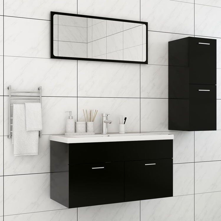 Set Mobili da Bagno Nero in Truciolato cod mxl 31366