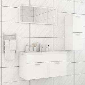 Set Mobili da Bagno Bianco Lucido in Truciolato 3071024