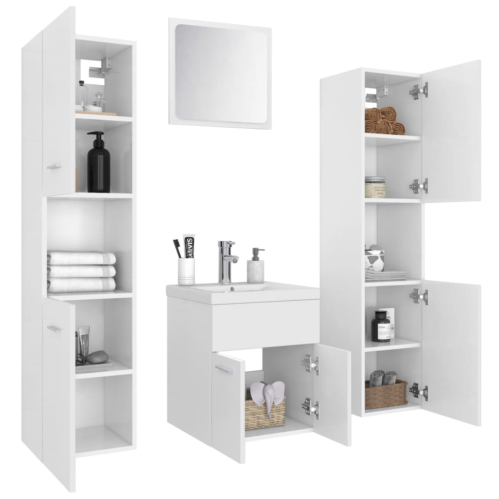 Set Mobili da Bagno Bianco in Truciolato 3071036