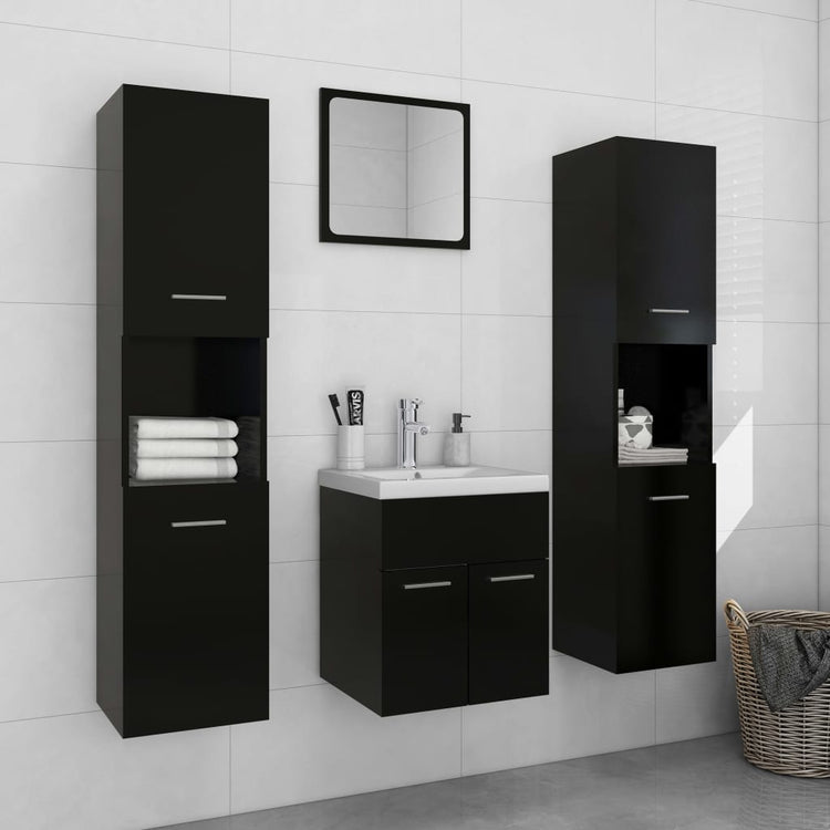 Set Mobili da Bagno Nero in Truciolato 3071037