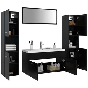 Set Mobili da Bagno Nero in Truciolato cod mxl 31369