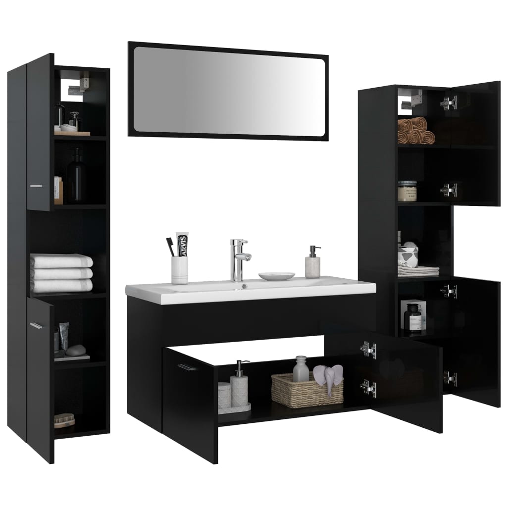 Set Mobili da Bagno Nero in Truciolato 3071064