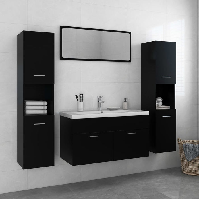 Set Mobili da Bagno Nero in Truciolato cod mxl 31369