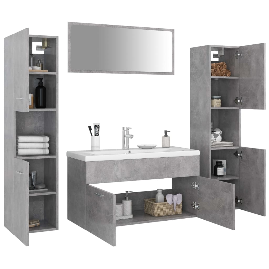 Set Mobili da Bagno Grigio Cemento in Truciolato 3071067