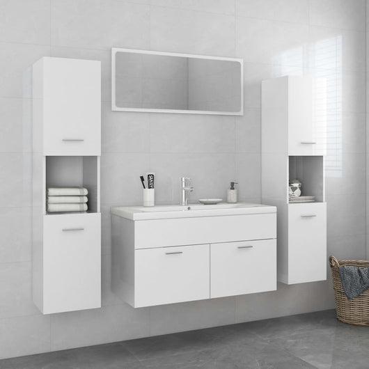 Set Mobili da Bagno Bianco Lucido in Truciolato cod mxl 9074