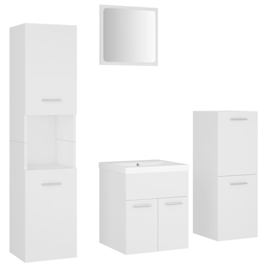 Set Mobili da Bagno Bianco in Legno Multistrato 3071081