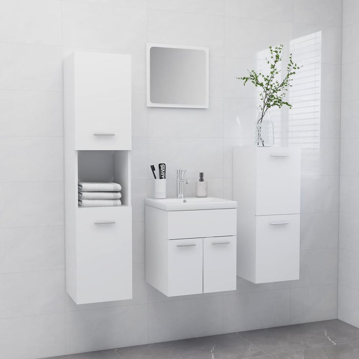 Set Mobili da Bagno Bianco in Legno Multistrato 3071081