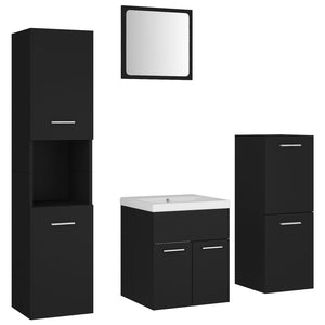 Set Mobili da Bagno Nero in Legno Multistrato 3071082