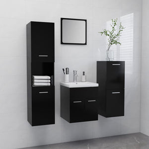 Set Mobili da Bagno Nero in Legno Multistrato 3071082