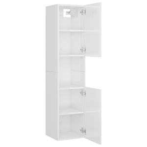 Set Mobili da Bagno Bianco Lucido in Legno Multistrato 3071087