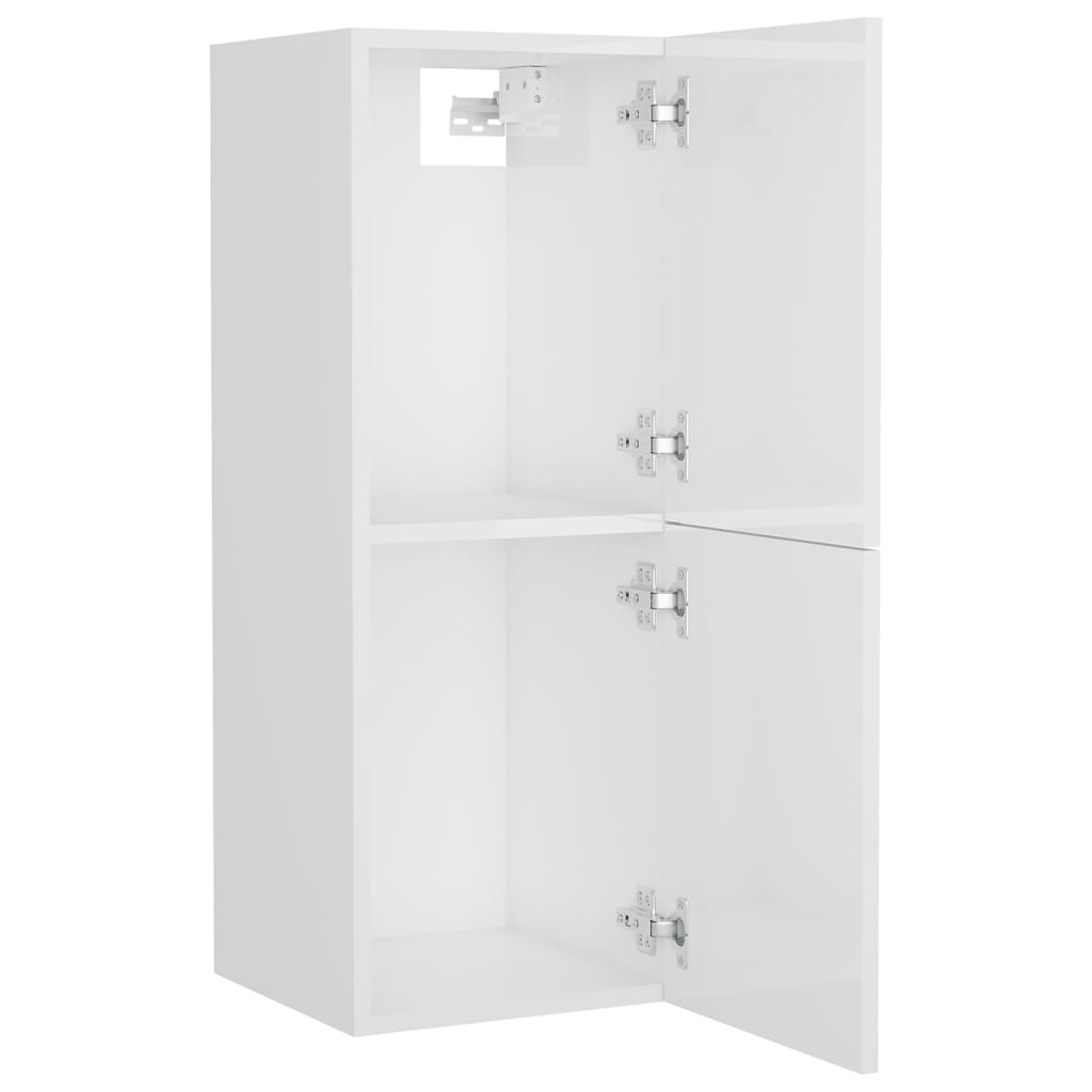 Set Mobili da Bagno Bianco Lucido in Legno Multistrato 3071087