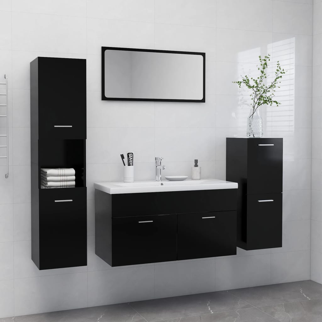 Set Mobili da Bagno Nero in Truciolato 3071109