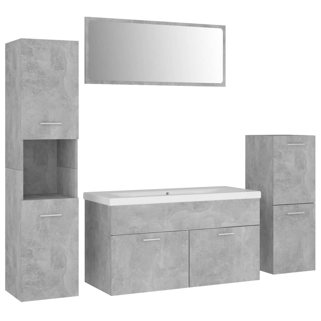 Set Mobili da Bagno Grigio Cemento in Truciolato 3071112