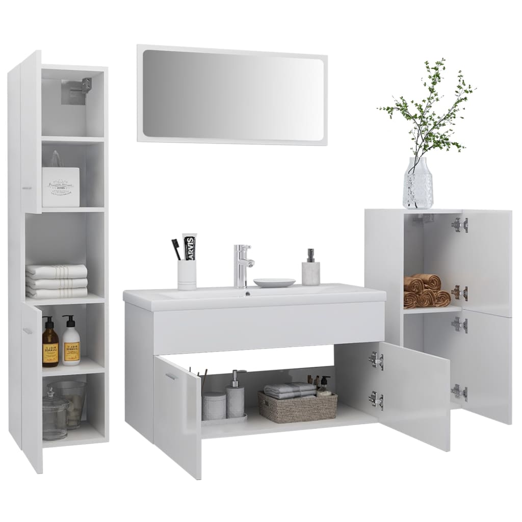 Set Mobili da Bagno Bianco Lucido in Truciolato cod mxl 12825