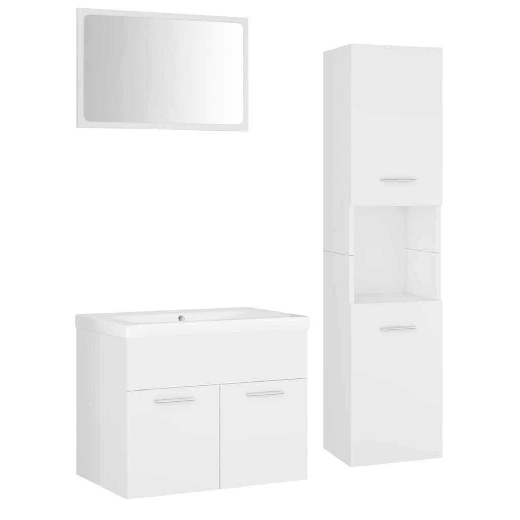 Set Mobili da Bagno Bianco in Truciolato 3071135