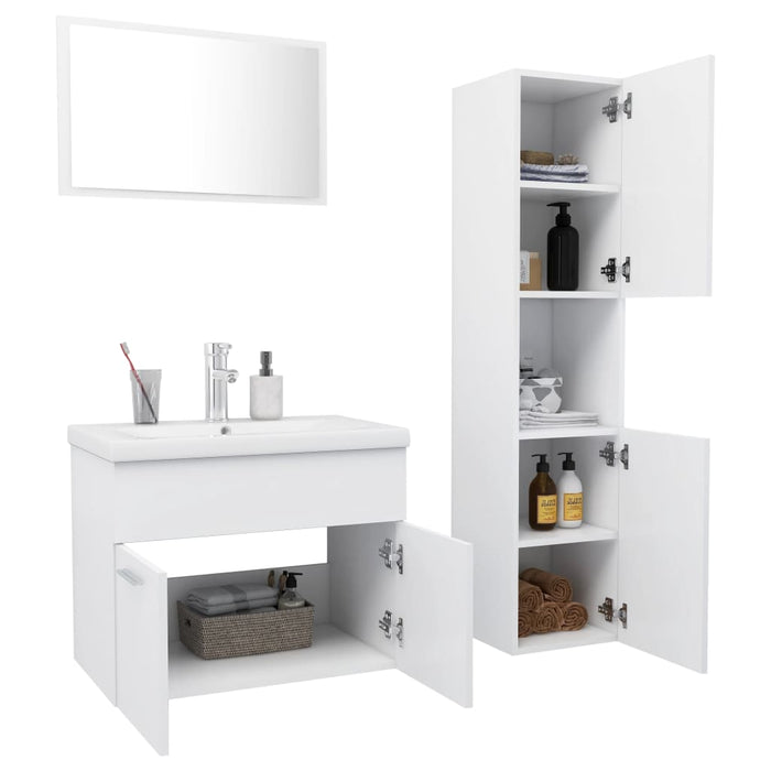 Set Mobili da Bagno Bianco in Truciolato 3071135