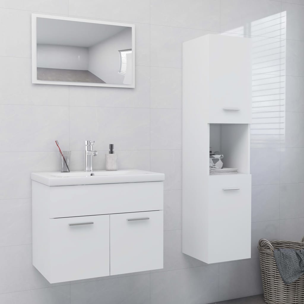 Set Mobili da Bagno Bianco in Truciolato 3071135