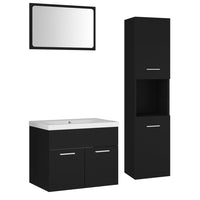 Set Mobili da Bagno Nero in Legno Multistrato 3071136