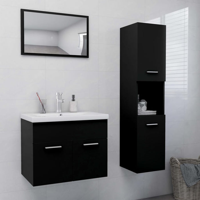 Set Mobili da Bagno Nero in Legno Multistrato 3071136