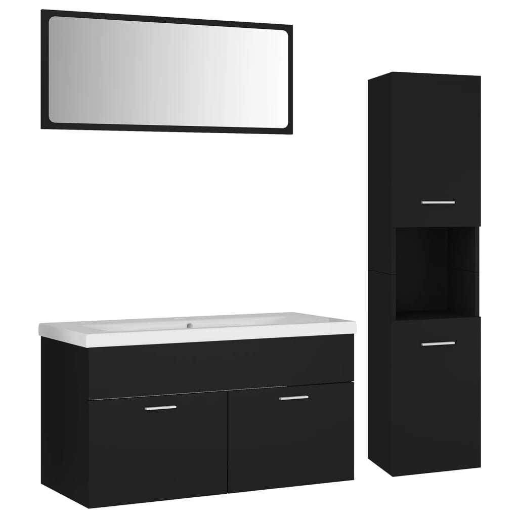 Set Mobili da Bagno Nero in Truciolato 3071154