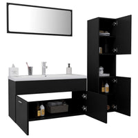 Set Mobili da Bagno Nero in Legno Multistrato 3071154