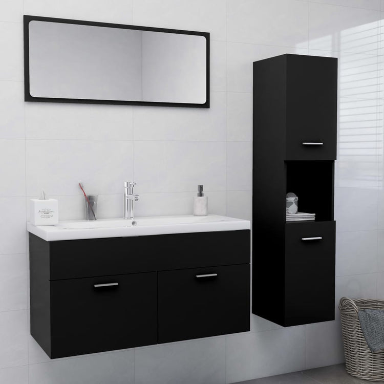 Set Mobili da Bagno Nero in Truciolato 3071154