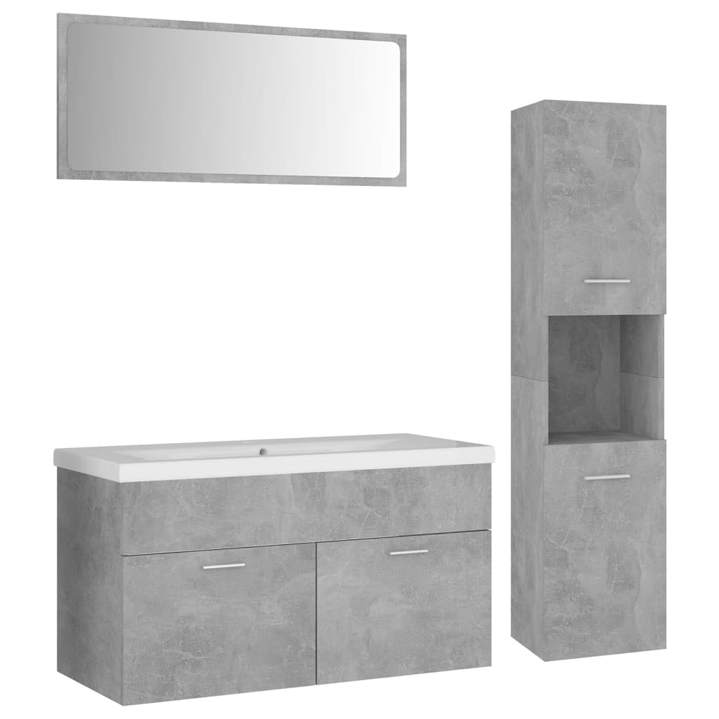 Set Mobili da Bagno Grigio Cemento in Truciolato cod mxl 71438