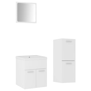 Set Mobili da Bagno Bianco in Legno Multistrato 3071171