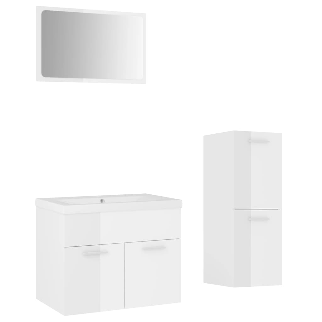 Set Mobili da Bagno Bianco Lucido in Truciolato cod mxl 71948