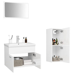 Set Mobili da Bagno Bianco Lucido in Truciolato cod mxl 71948