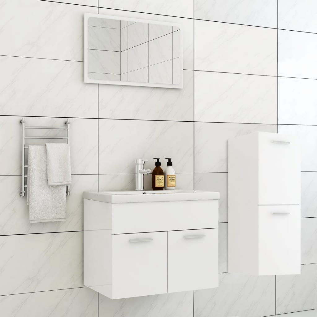 Set Mobili da Bagno Bianco Lucido in Truciolato cod mxl 71948