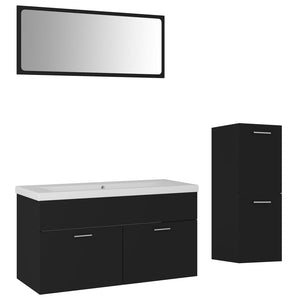 Set Mobili da Bagno Nero in Truciolato 3071199