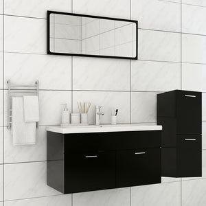 Set Mobili da Bagno Nero in Truciolato 3071199